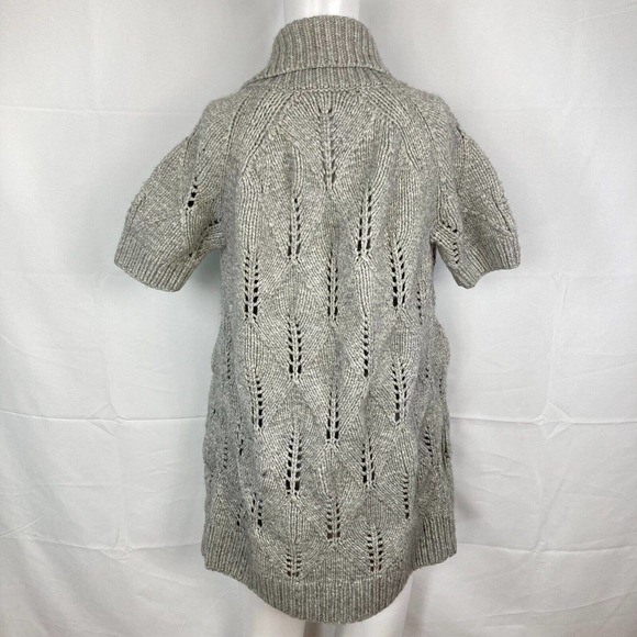Theory Cardigan Womens Sz Small Gray Wool Cotton Chunky Knit‎ Short Sleeve Open - Picture 4 of 9